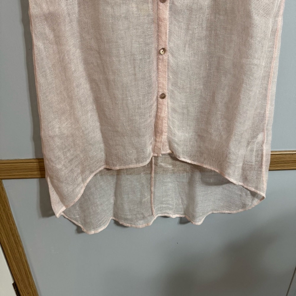 Eileen Fisher Light Pink Linen Blend Sheer Swimsuit Coverup Top Size Medium - Picture 2 of 9